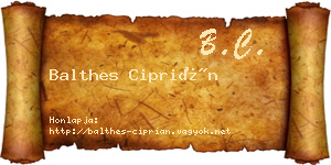 Balthes Ciprián névjegykártya